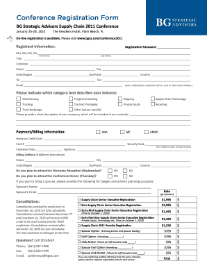 Potluck form - Conference Registration Form BG Strategic Advisors Supply Chain 2011 Conference January 2628, 2011 The Breakers Hotel, Palm Beach, FL Online registration is available