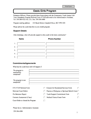 Time Attendance Program Referral bFormb FTAP - jhsnibcca