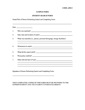 CODE JIH-E SAMPLE FORM STUDENT SEARCH FORM