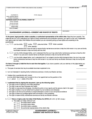 California Juvenile Guardianship Consent Form