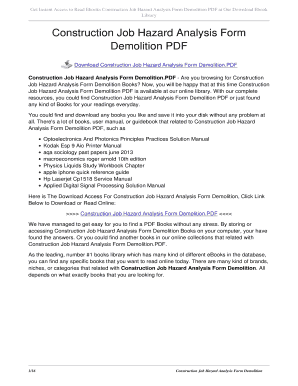 Jha form - Construction Job Hazard Analysis Form Demolition PDF - milleniumlock