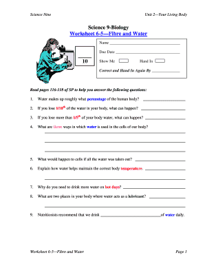 Science 9-Biology Worksheet 6-5 Fibre and ... - colgur chemistry