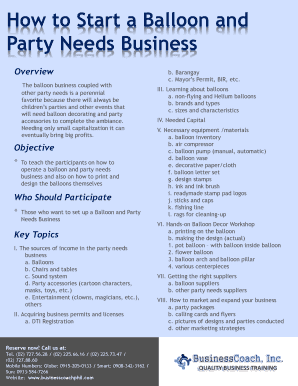 balloon business plan pdf