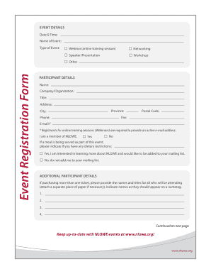 PARTICIPANT DETAILS Event Registration Form - nlowe