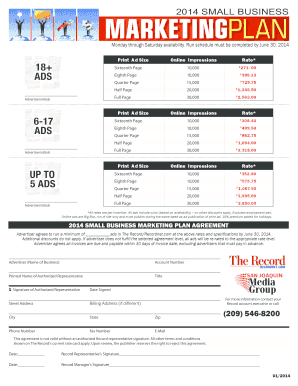 2014 Small Business Marketing Plan flyer - REVISE