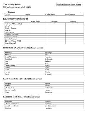 Basketball score sheet printable - The Harvey School bHealth Examination Formb - harveyschool