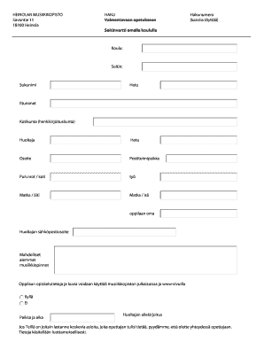 Heinola Music School Application Form