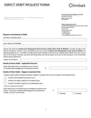 Direct debit mandate template - DIRECT DEBIT REQUEST FORM - ironbarkamcom