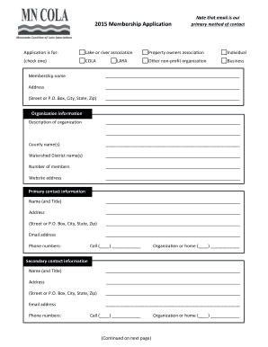 2015 Membership Application - MN COLA - mncola