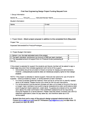 Funding request template - ENGR103 Funding Request Form - Drexel University - core coe drexel