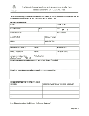 Medical Intake Form Template from www.pdffiller.com