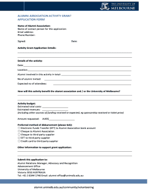 BALUMNIb ASSOCIATION ACTIVITY GRANT APPLICATION FORM - alumni unimelb edu