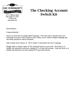 fillable online the checking account switch kit gnc community gnc application print out