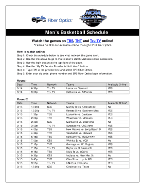Fillable Online Mens Basketball Schedule - EPB Fi Fax Email Print ...