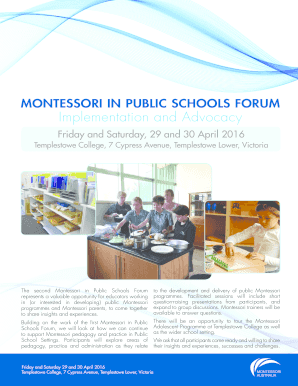 MONTESSORI IN PUBLIC SCHOOLS FORUM Implementation and Advocacy - montessoriaustralia org