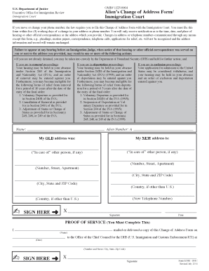 Eoir case status number - Alien s Change of Address Form/ - justice