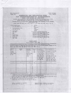 Declaration Form (To be retained by the Employer for future reference) Employees Provident Fund Organization THE EMPLOYEES PROVIDENT FUNDS SCHEME, 1952 (PARAGRAPH34 &amp