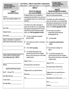 Delaware Affidavit for Absentee Ballot