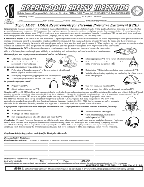 Topic M588: OSHA Requirements for Personal Protective Equipment