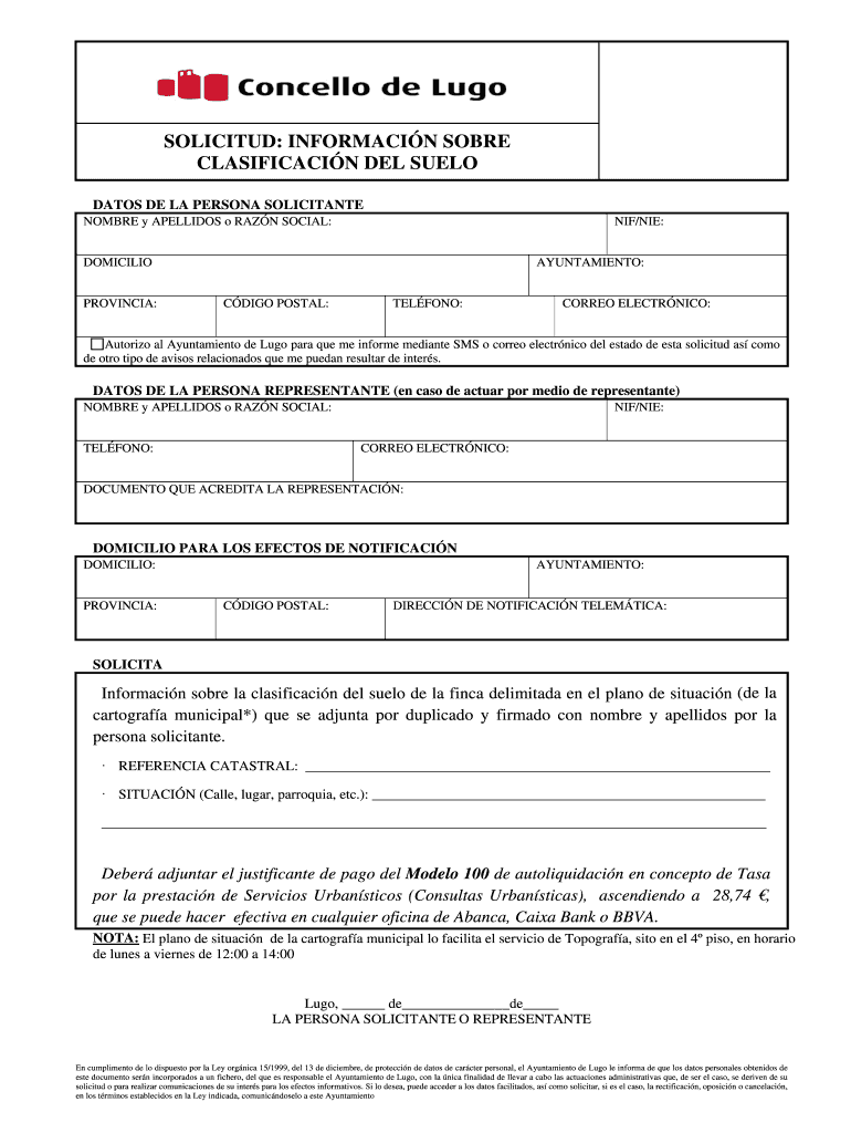 SOLICITUD INFORMACIN SOBRE CLASIFICACIN DEL SUELO Vista previa en la página 1