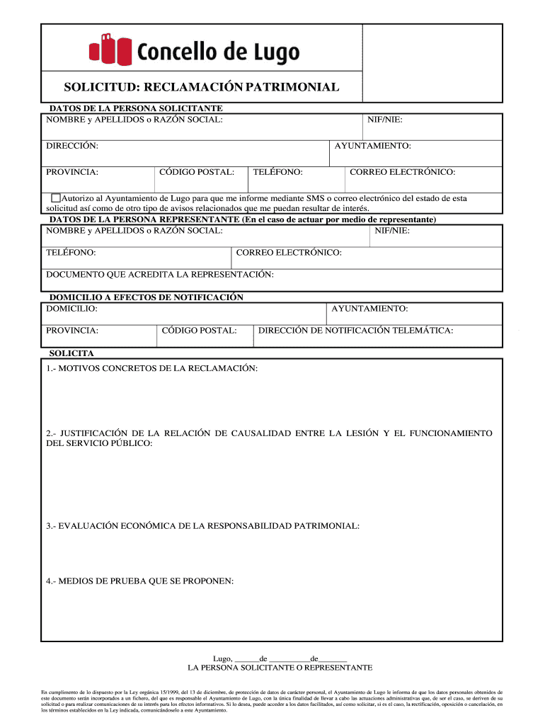 102castSOLIC RECLAMACIN PATRIMONIAL doc Vista previa en la página 1