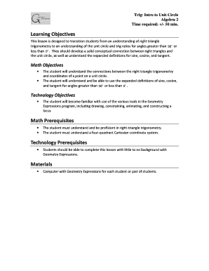 Unit circle print out - Trig 2 - intro to Unit Circle - Geometry Expressions