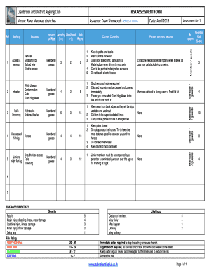 Health and safety risk assessment template excel - Risk assessment form. CADAC Family Day &amp