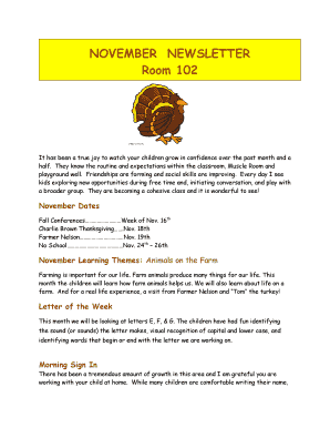 Pre k newsletter examples - NOVEMBER NEWSLETTER Room 102 - Lake Harriet UM Preschool - lakeharrietumpreschool