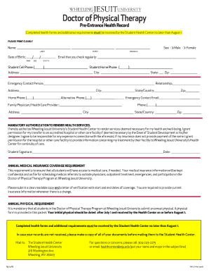 Form 888 sample - DRAFT Doctor of Physical Therapy FA2016 - wju