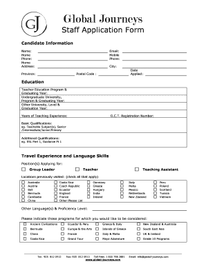 Fillable Online PDF_Files/Staff Application Form.pdf - Global Journeys ...