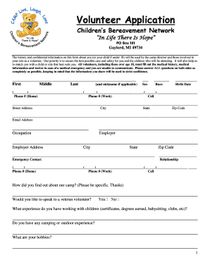 Volunteer Application - Camp Live Laugh Love - camplivelaughlove