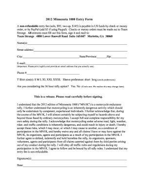 2012 Minnesota 1000 Entry Form - bteamstrangebbcomb