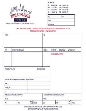 PTL Freight Shipping Form