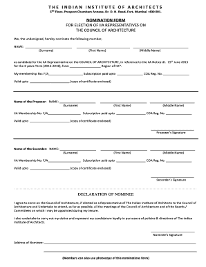 Nomination form for Election for 5 Representatives of IIA on COA - iia-india