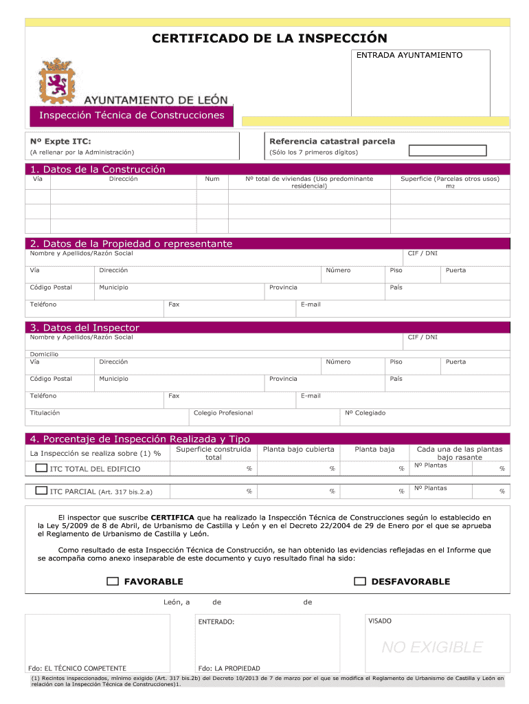 CERTIFICADO DE LA INSPECCIN - aytoleones Vista previa en la página 1