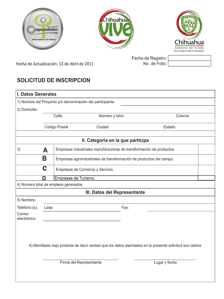 SOLICITUD DE INSCRIPCION - transparenciachihuahuagobmx Vista previa en la página 1