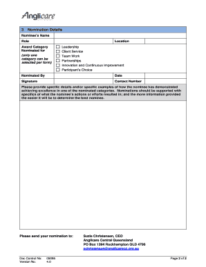 Fillable Online (soar) awards nomination form - Anglicare Central ...