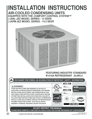 92-21354-55 Rev 14 ANL-JEZ APM-JEZ Air Conditioning Installation Instructions ANL-JEZ APM-JEZ Air Conditioning Installation Instructions Revision 14 - we-sell-ac