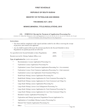 120. FORM R-1 Receipt for Payment of Application Processing Fee ... - mpmisouthsudan