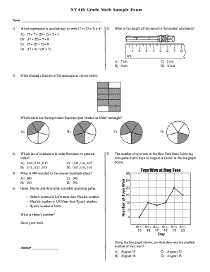 NY 4th Grade Math Sample Exam - bExamgenb Question Banks in