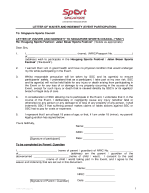 Indemnity Form Sample Singapore