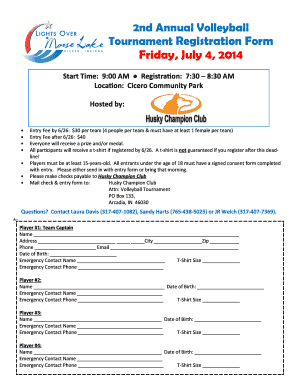 2014 Volleyball Tournament Registration Form Final