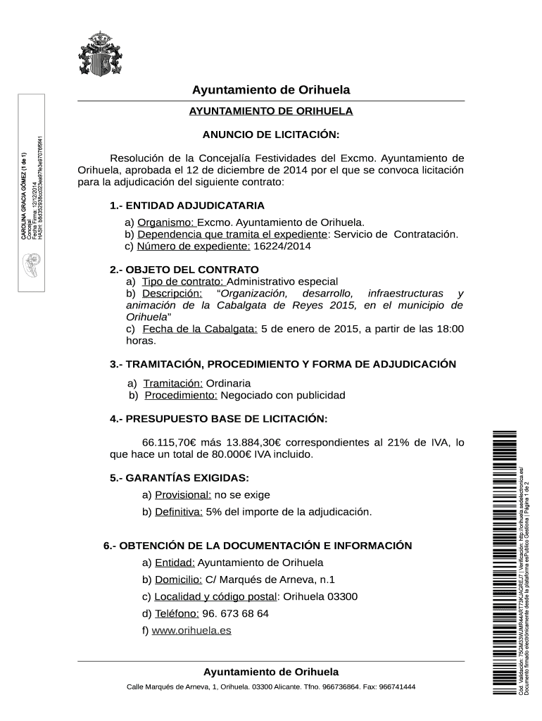 ANUNCIO DE LICITACIN Vista previa en la página 1