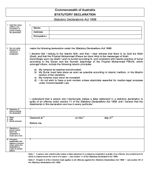 Declaration form australia - Commonwealth Statutory declaration form - mfs asn