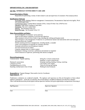 Roles and responsibilities of head of department pdf - OPPORTUNITIES INC JOB DESCRIPTION Job Title SENIOR DAY - oppinc