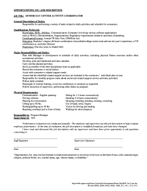 Teacher checklist template - Senior Day Actitivity Coordinator - Opportunities, Inc. - oppinc