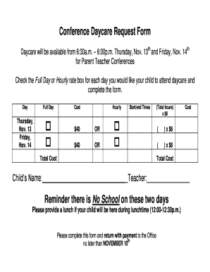 Conference Daycare Request Form