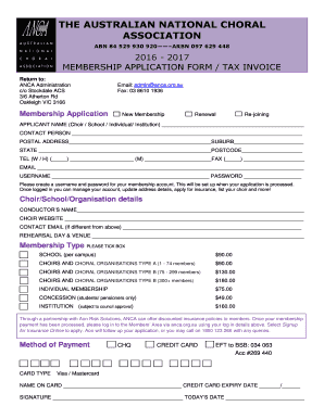 MEMBERSHIP APPLICATION FORM TAX INVOICE - anca org