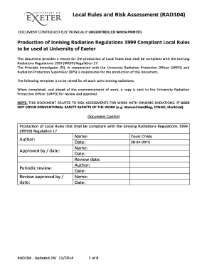 RAD104 Local Rules and risk assessment template 2 - lifesciences exeter ac