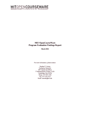 Program evaluation checklist - MIT OpenCourseWare Program Evaluation Findings Report